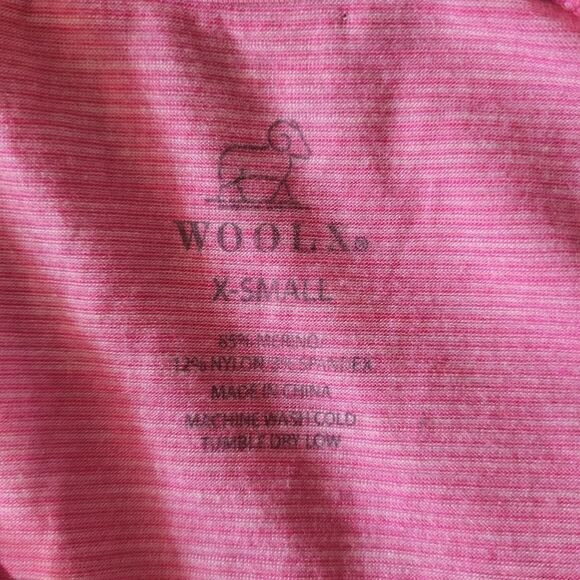 Woolx Merino Wool V-Neck Striped Tee Activewear Top Breathable Pink XSmall - Picture 5 of 7